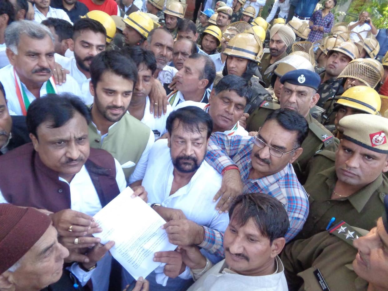 congress protest in hisar