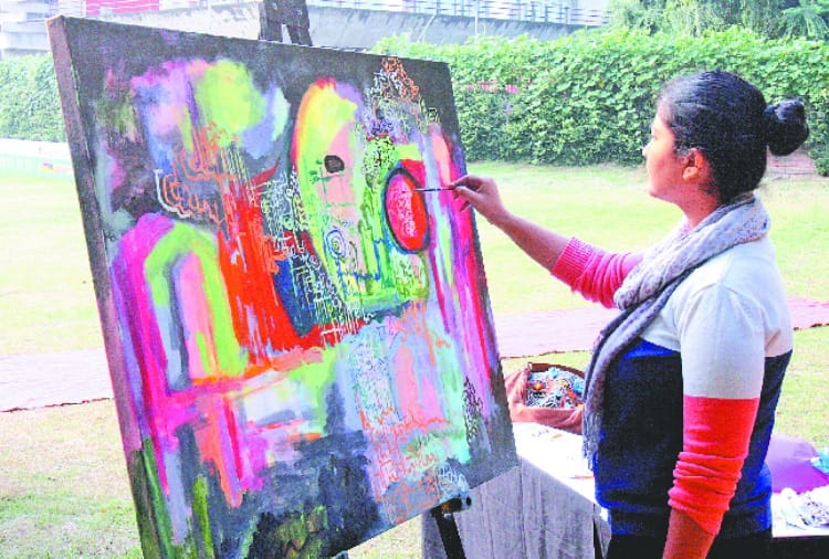 Art Workshop in Lee Corbuzier Center Chandigarh, Live Painting