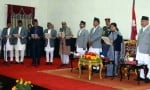 काठमांडो में शपथ लेते नवागत मंत्री