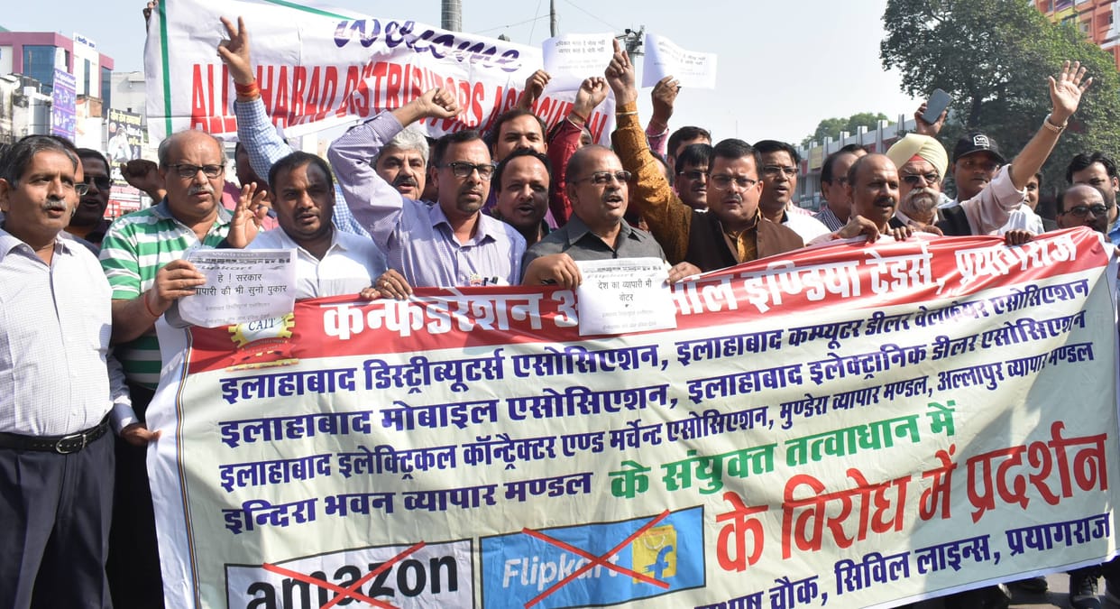 Resentment against e-commerce companies, effigy burnt