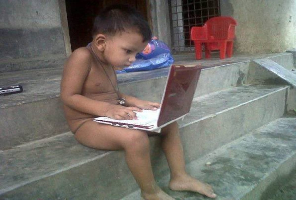 Anand Mahindra shares photo of child searching on laptop goes viral he wrote- booster shot