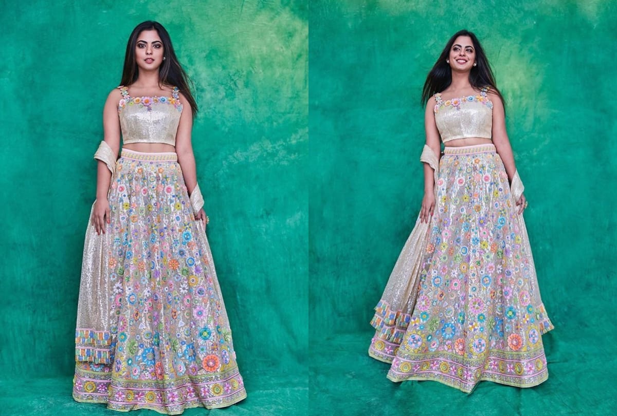 isha ambani looks classy bridesmaids in floral lehenga