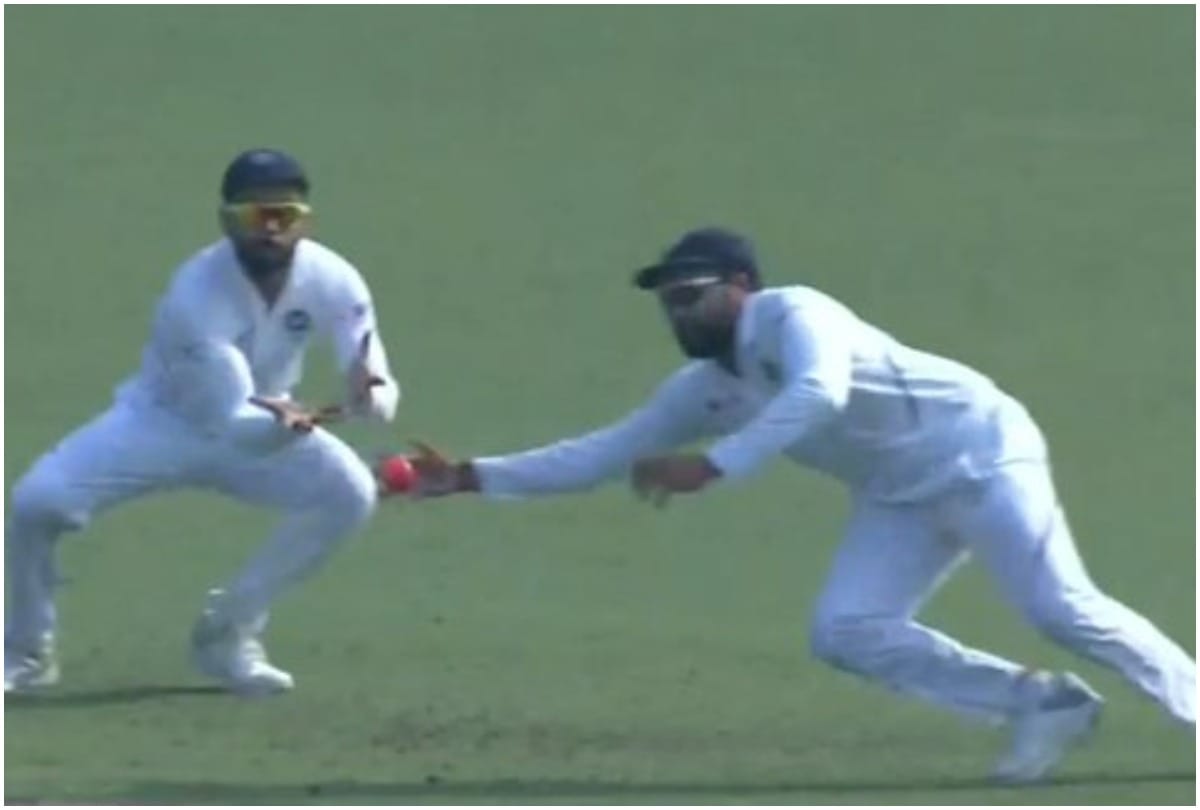 INDvBAN Rohit Sharma takes Stunning One handed Catch at Eden Garden in Pink Ball Test