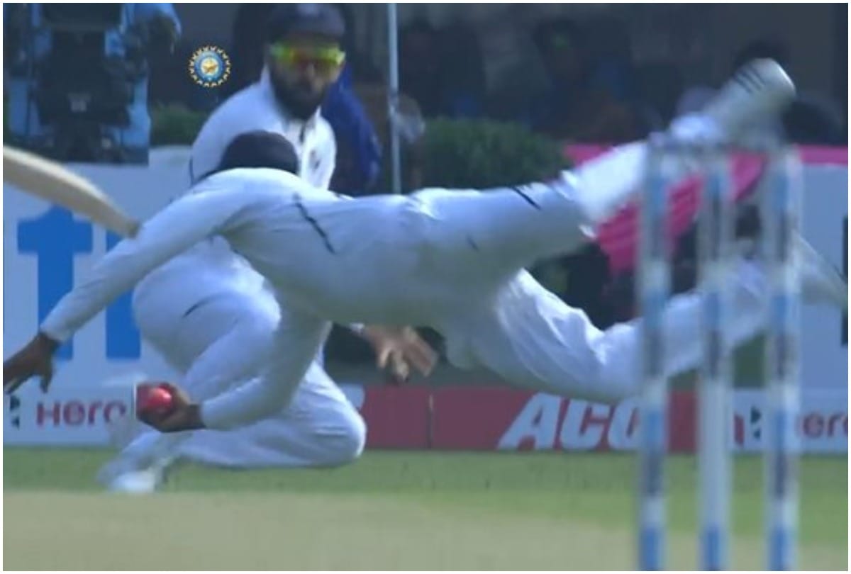 INDvBAN Rohit Sharma takes Stunning One handed Catch at Eden Garden in Pink Ball Test