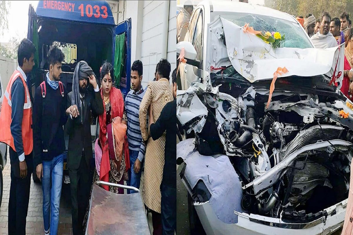 The bridegroom car struck in the truck at Meerut city