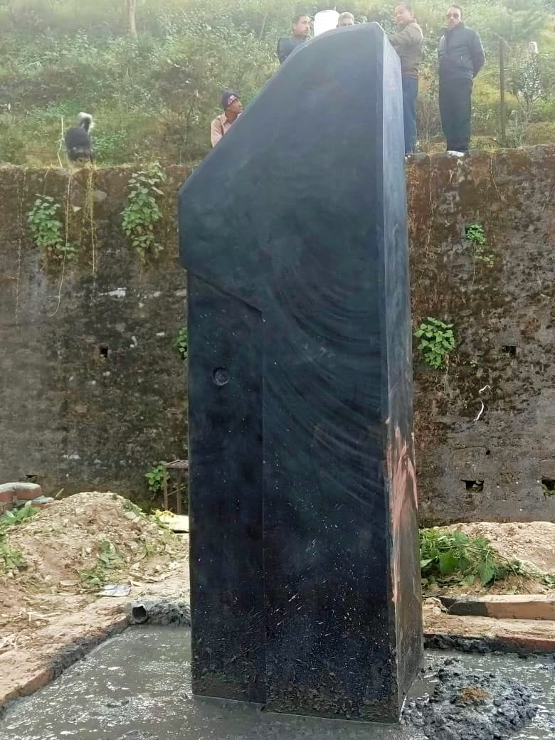 Seven and a half feet high Saturn rock installed