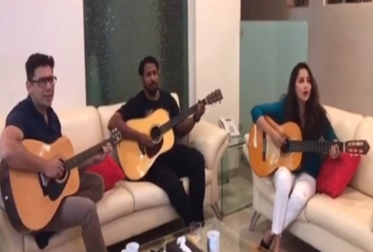 Madhuri Dixit played guitar along with husband Sriram Nene video viral