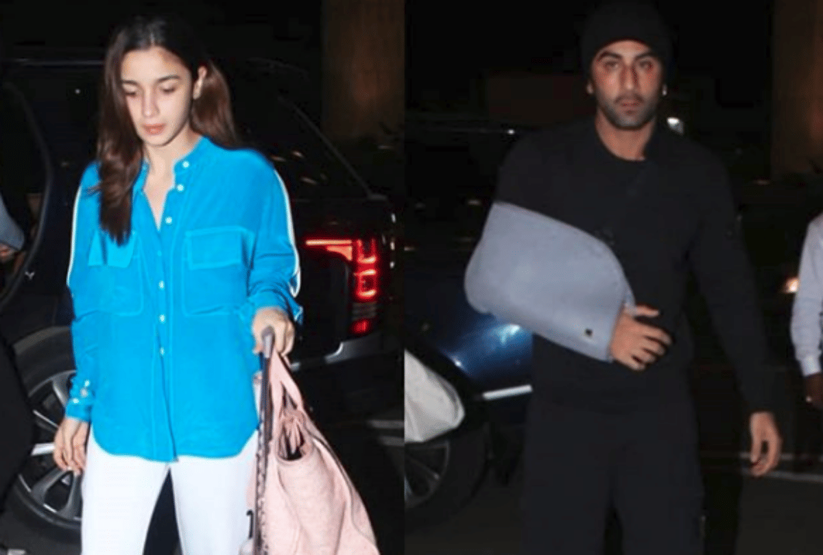 Ranbir Kapoor and Alia Bhatt snapped outside Sanjay Dutt residence