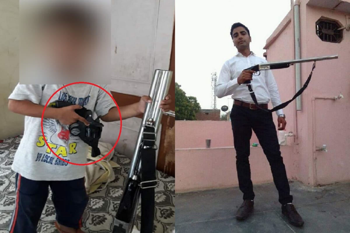 Video viral of a baby child and youth with rifle and pistol in Baghpat district