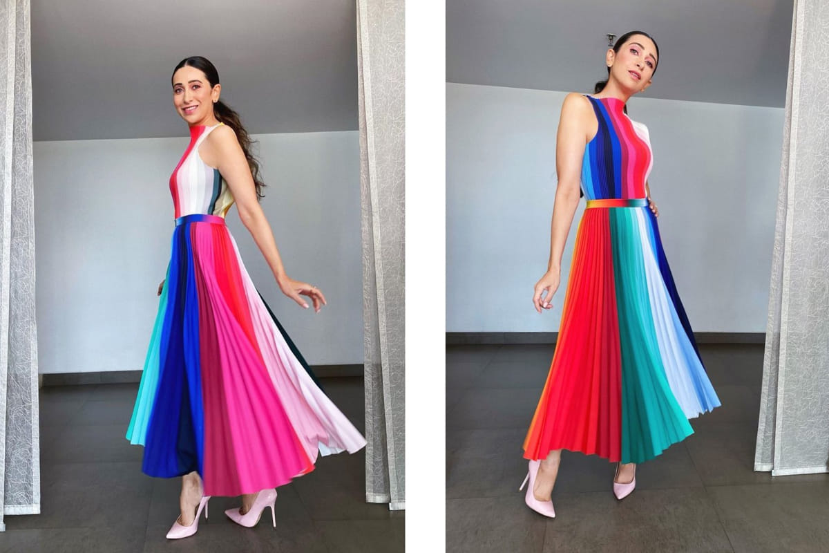 karishma kapoor looks gorgeous in rainbow dress