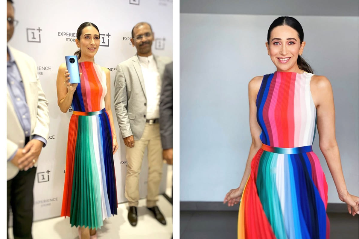 karishma kapoor looks gorgeous in rainbow dress
