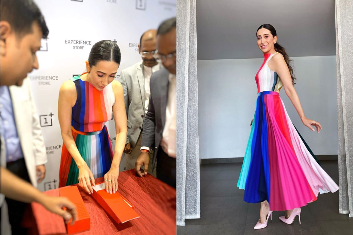 karishma kapoor looks gorgeous in rainbow dress