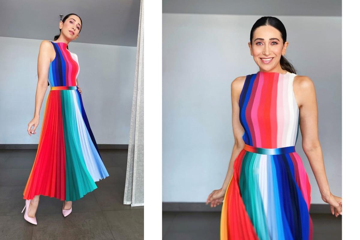 karishma kapoor looks gorgeous in rainbow dress