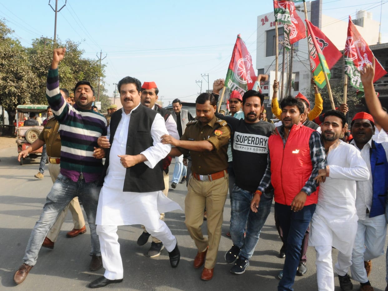 sapa protest in sambhal for cm