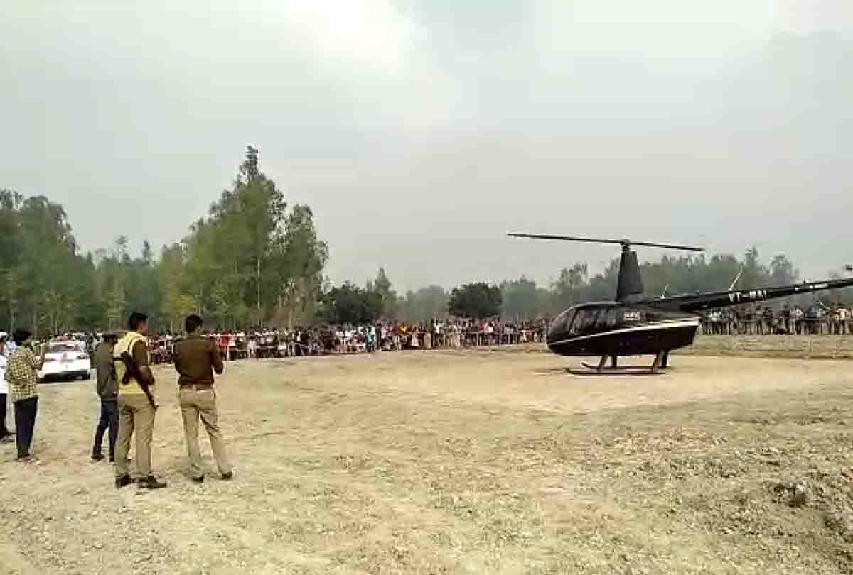 engineer groom brought her bride on helicopter in his village