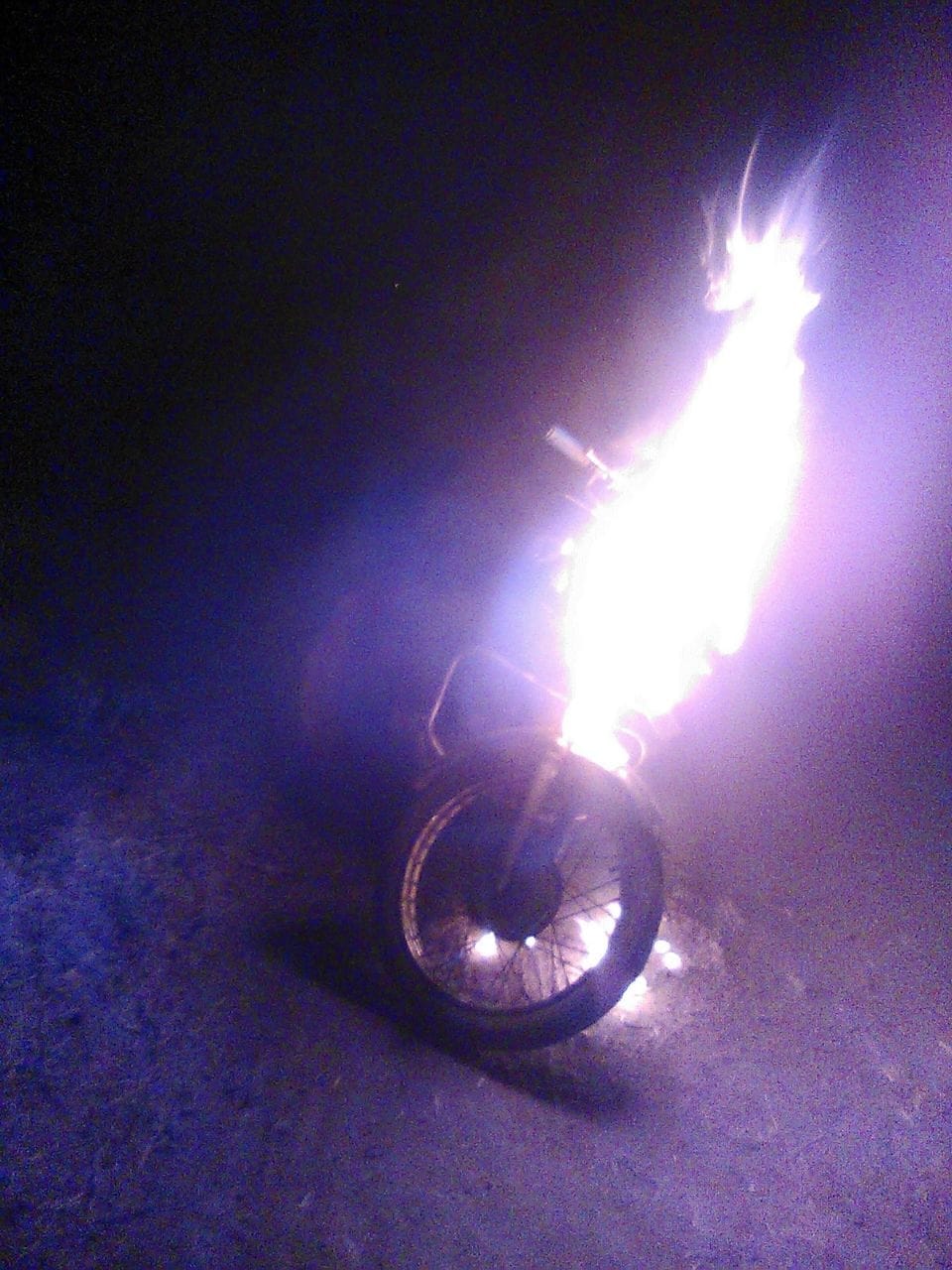 Fighting after that burning bike