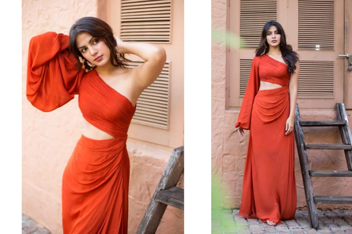 sushant singh rajput rumoured girlfriend rhea chakraborty sassy look in one shoulder red dress