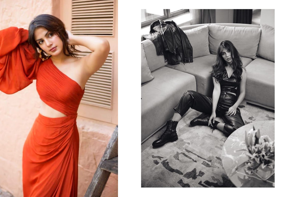 sushant singh rajput rumoured girlfriend rhea chakraborty sassy look in one shoulder red dress
