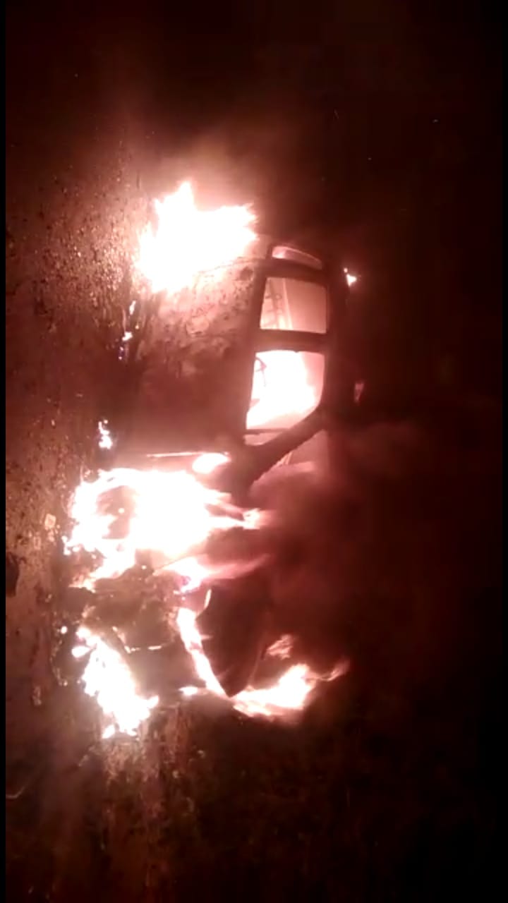 moving car turns into a fireball.