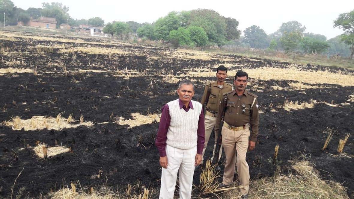 Peaceful action on two farmers who burn stubble