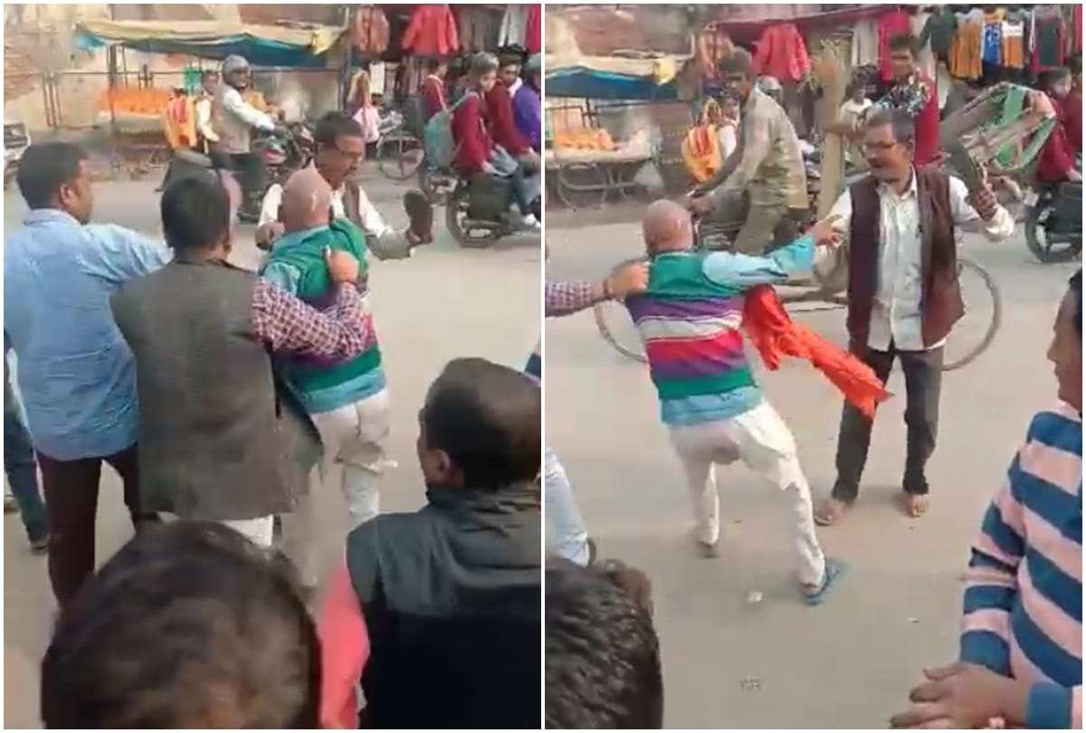 property dealers beat farmer in maharajganj