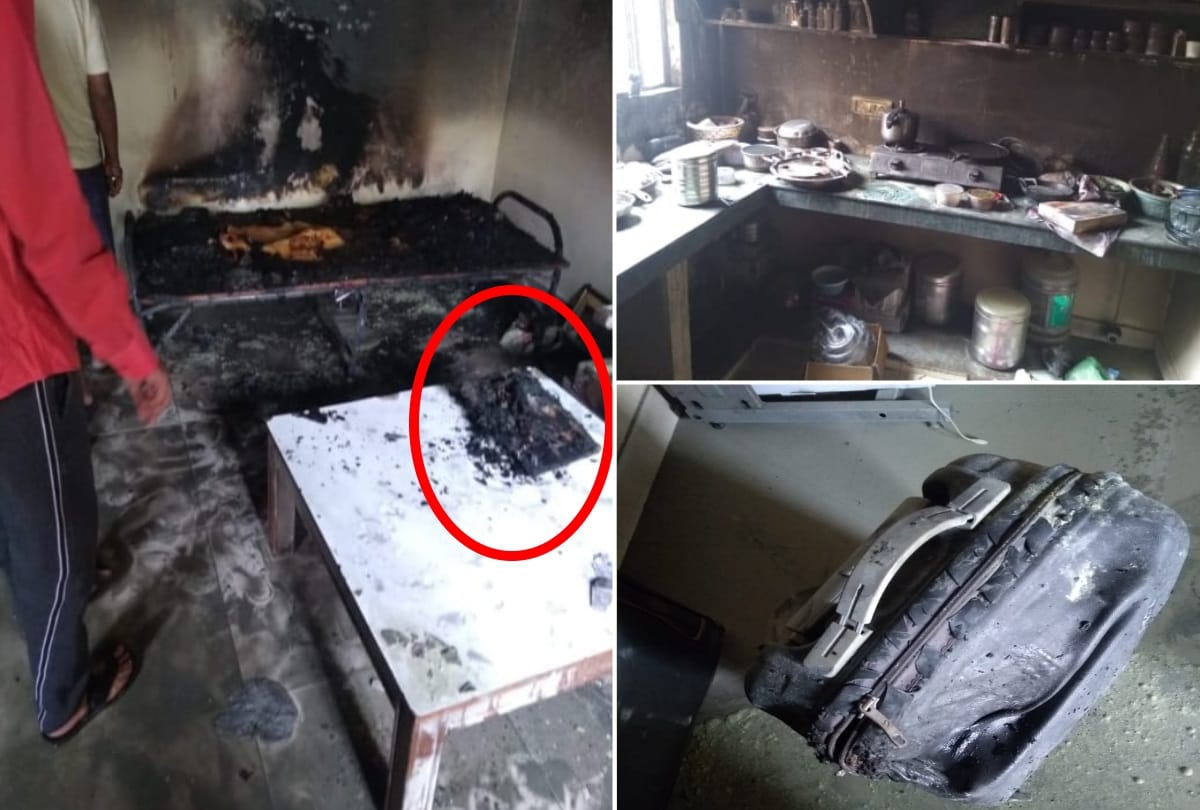 ghaziabad laptop in sleep mode catch fire spread in flat engineer save life standing between pillars