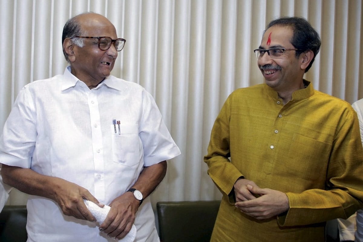 Shiv Sena leader Uddhav Thackeray meet  Nationalist Congress Party chief Sharad Pawar at at his Mumbai home