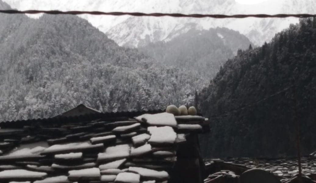 Uttarakhand due to cold winter canal freeze in hilly area