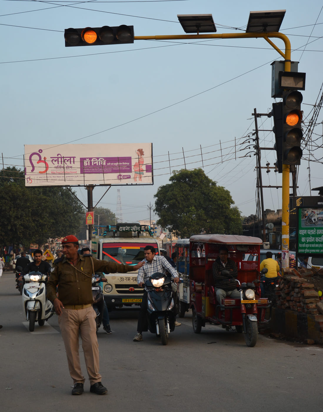Traffic is controlled at the behest of soldiers in the city