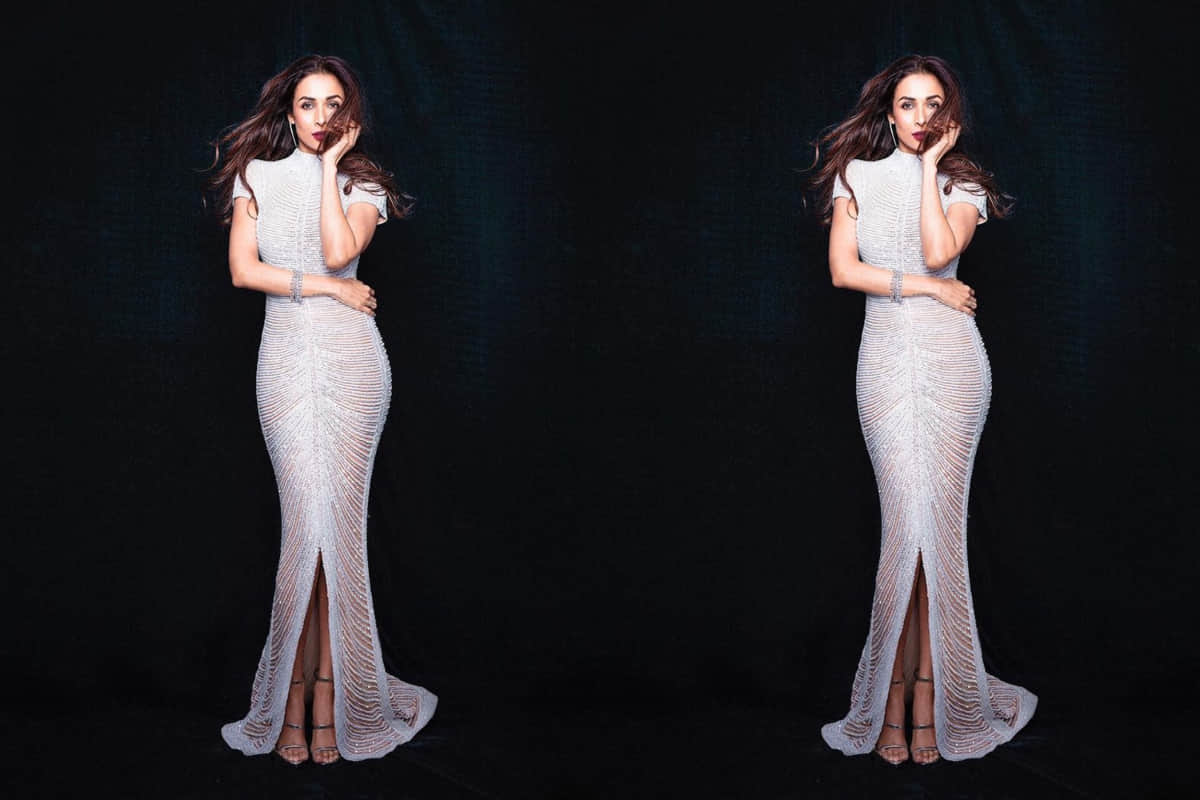 Malaika arora looks gorgeous in yousef aljasmi shimmer gown