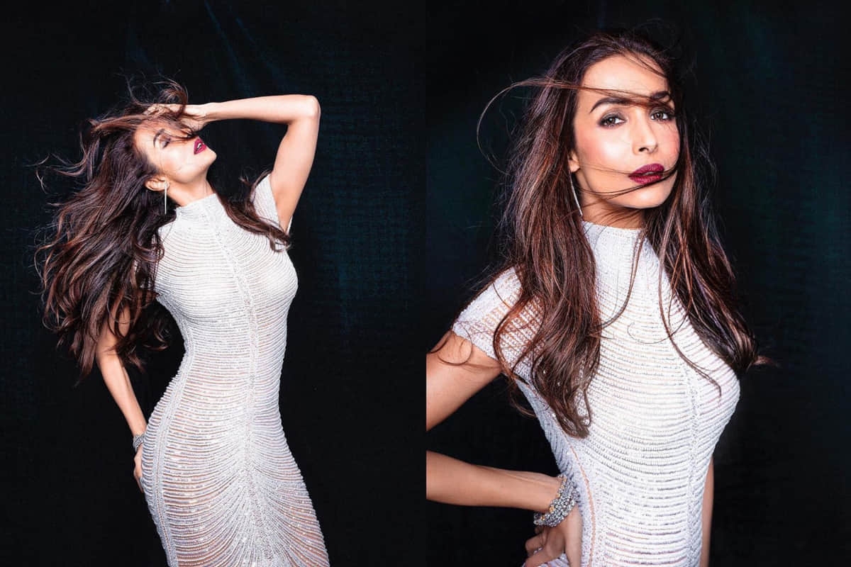 Malaika arora looks gorgeous in yousef aljasmi shimmer gown