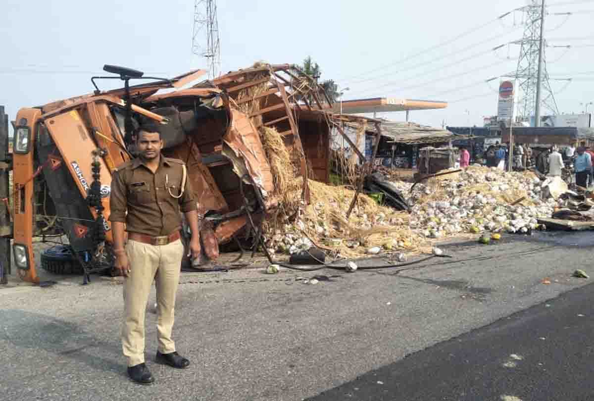 High speed DCM collided with a truck parked on the highway