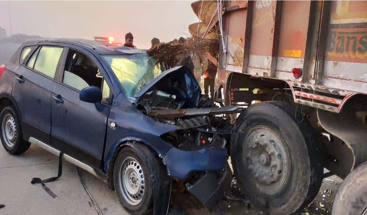 one died and two injured in an accident on eastern peripheral express way in baghpat