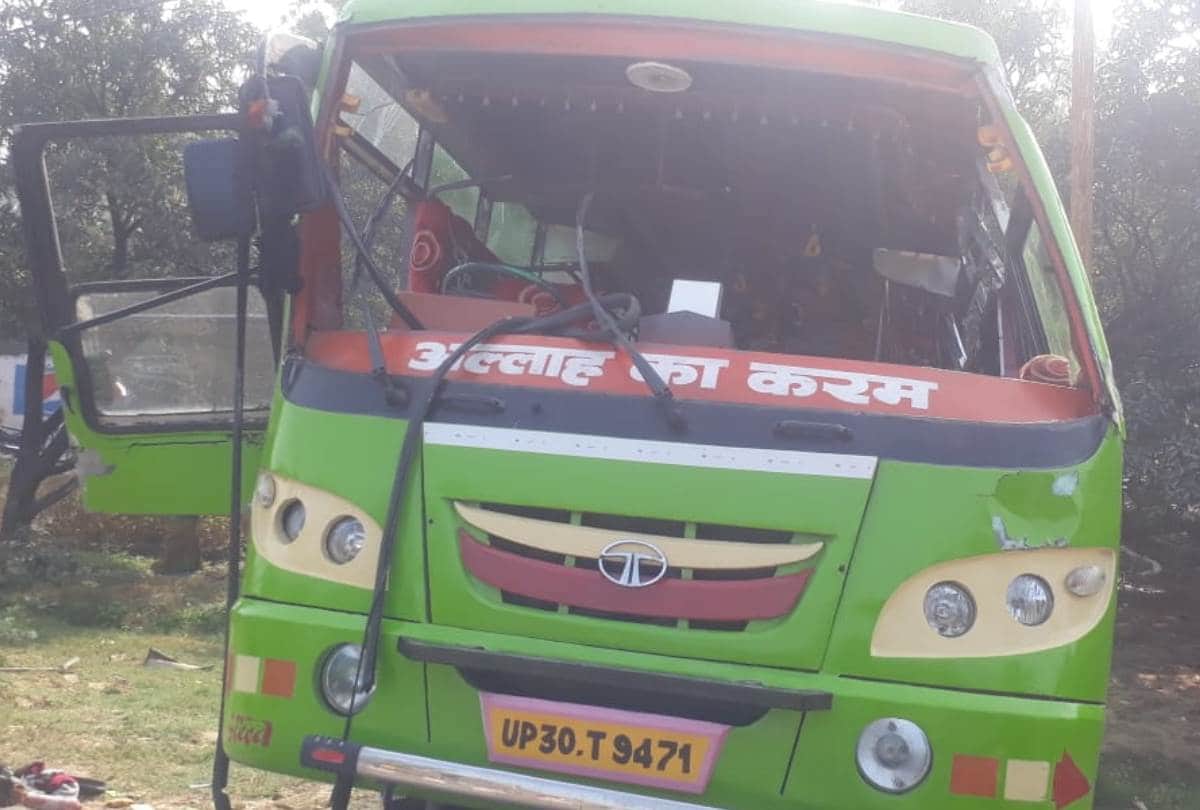 Accident in saving bike rider, bus full of riders overturns, passengers injured.