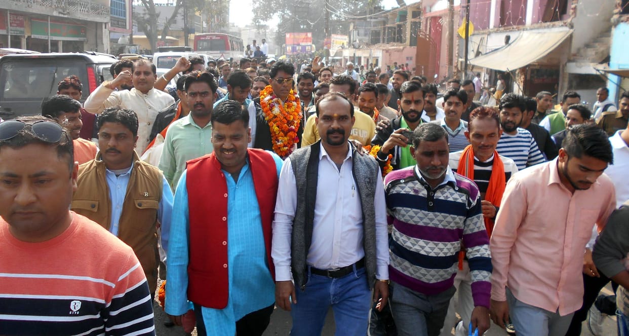 political, bjp, welcome, disttrict precident, kasganj