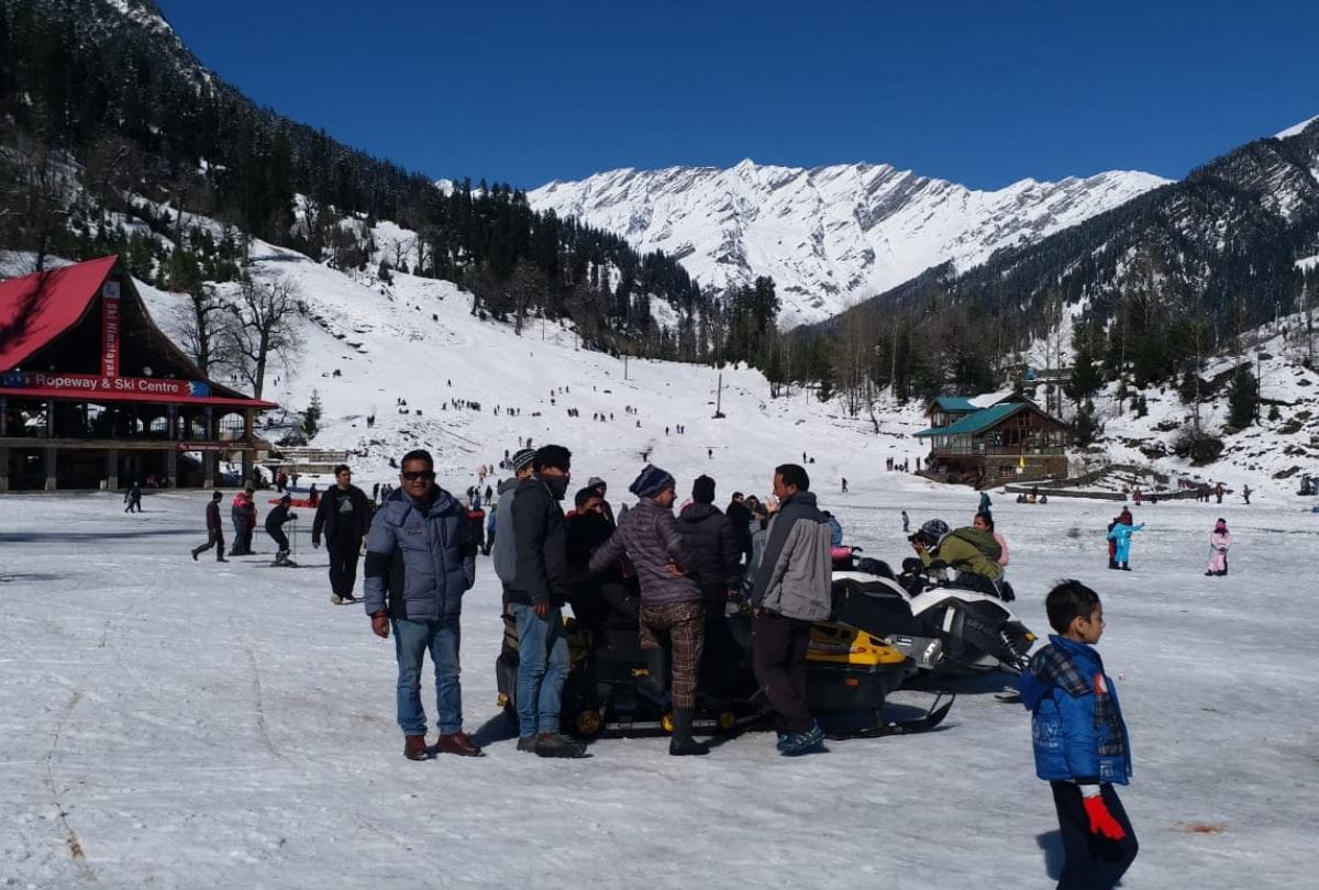 scenic View of Lahaul Manali Solang Valley after Snowfall in Himachal Pradesh