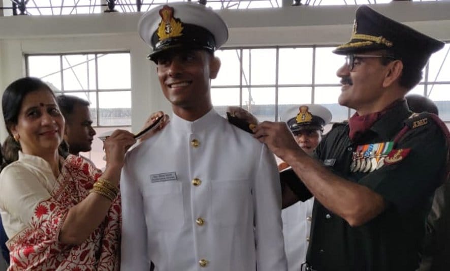 Devesh became a sub-lieutenant in the Indian Navy