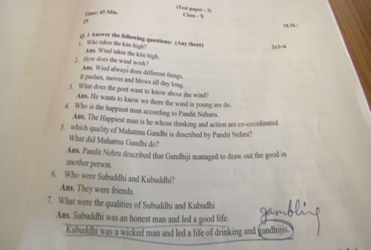 Mahatma Gandhi negative image depicted in Madhya Pradesh Education department class 10 book
