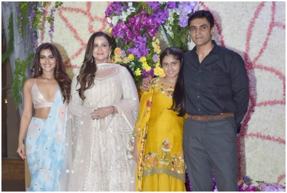 Sooraj Barjatya son wedding reception Mohnish Bahl daughter Pranutan Bahl spotted in bold look