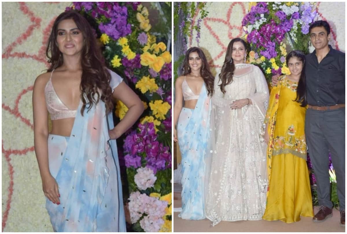 Sooraj Barjatya son wedding reception Mohnish Bahl daughter Pranutan Bahl spotted in bold look