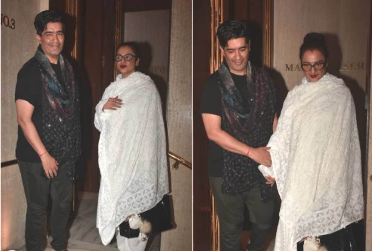 rekha visit manish malhotra house in without make up