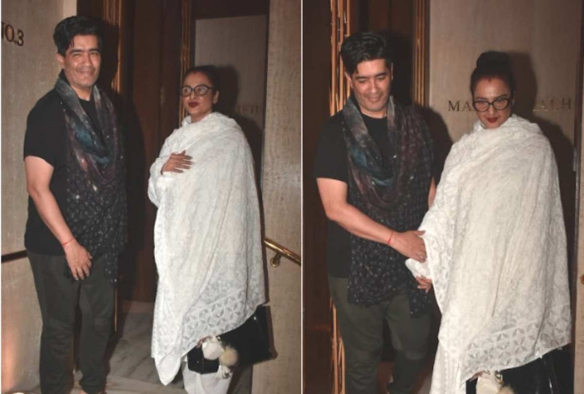 rekha visit manish malhotra house in without make up