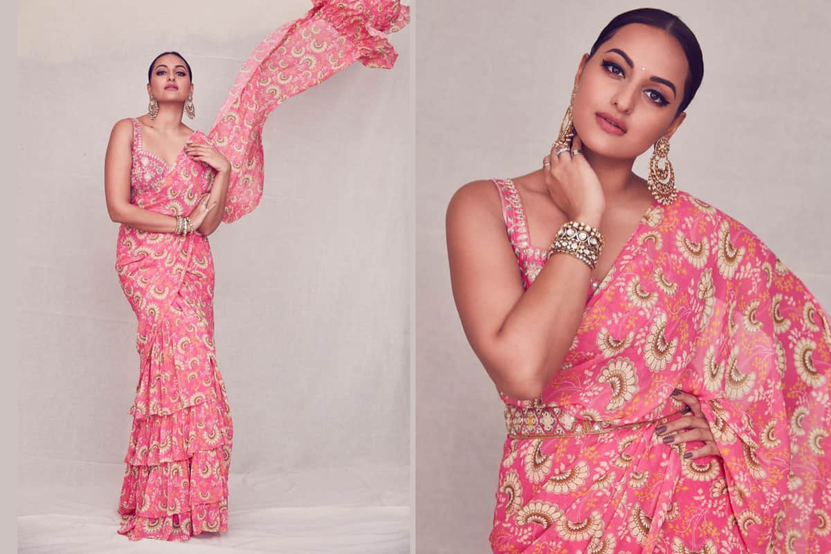 sonakshi rocks traditional look beautifully in saree during dabangg 3 promotion