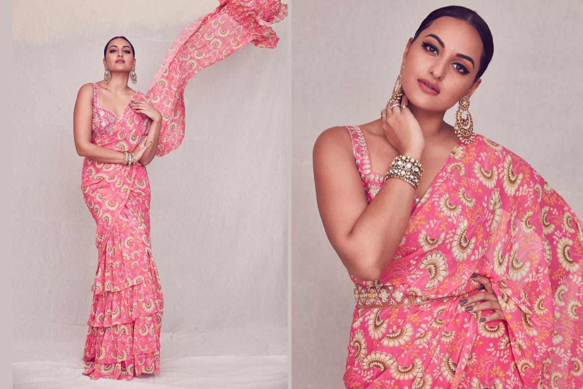 sonakshi rocks traditional look beautifully in saree during dabangg 3 promotion