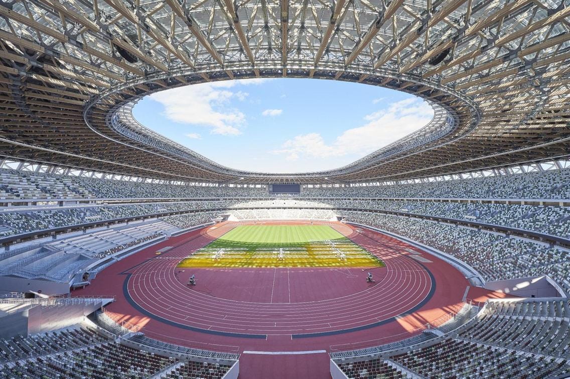 Tokyo Olympic 2020 Stadium Made From Ravaged Tsunamis in 2011 60 thousand spectators will sit