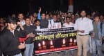 हैदराबाद की घटना को लेकर शहर में शिव चौक पर कैंडल मार्च निकालते नागरिक।