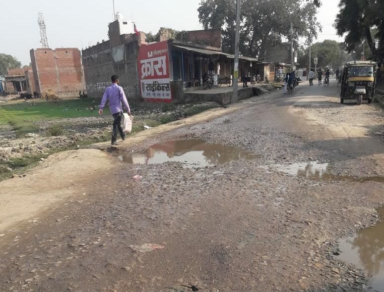 bad roads  and broken drainage in sarai akil