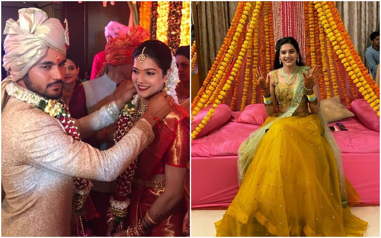 Actress ashrita shetty and cricketer Manish pandey Mehndi to marriage pics