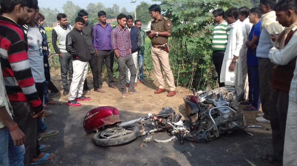 A car collided with a bike, test injured