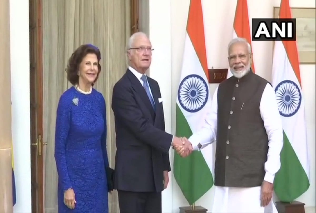 Swedish King Carl XVI Gustaf Folke Hubertus and Queen Silvia Renate Sommerlath  Arrives Delhi